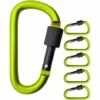 AOUGO Lot De 5 Gros Mousquetons à Vis Pour Fixation De Matériel, Aluminium, 8 Cm, Vert Clair, Noir, Lot De 5. -Equipement antichute Soldes 58575988 1