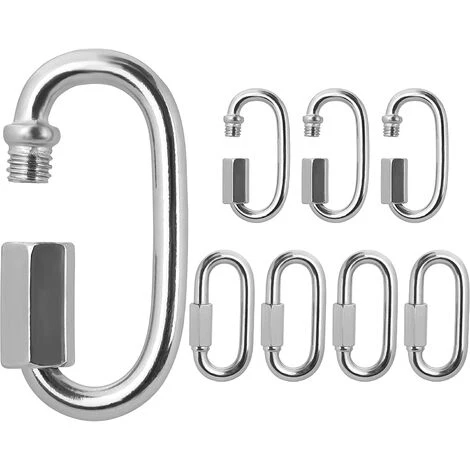 AOUGO Maillon Rapide Mousqueton à Vis M6 En Acier Inoxydable (lot De 8) - 5,9 Cm - Maillon De Chaîne Ovale En Forme De D - Mousqueton à Vis Pour Extérieur, Intérieur, Camping 3 AOUGO Maillon Rapide Mousqueton à Vis M6 En Acier Inoxydable (lot De 8) - 5,9 Cm - Maillon De Chaîne Ovale En Forme De D - Mousqueton à Vis Pour Extérieur, Intérieur, Camping
