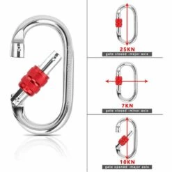 AOUGO Mousquetons D'escalade, 2pcs Mousquetons De Sécurité 25KN Mousqueton De Verrouillage En Forme De O Pour L'escalade, La Descente En Rappel, Les Hamacs, La Laisse De Chien, La Bouteille -Equipement antichute Soldes 58575994 4