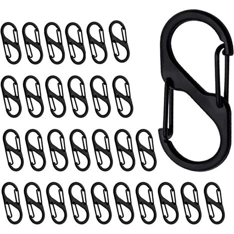HIASDFLS Clips De Mousqueton Mini S 30 Pièces, Petit Mousqueton, 8 Mousquetons, Clip Porte-Clés À Double Ressort, Serrure À La Maison, Randonnée En Plein Air, Pêche, Camping, Voyage (Noir) 3 HIASDFLS Clips De Mousqueton Mini S 30 Pièces, Petit Mousqueton, 8 Mousquetons, Clip Porte-Clés À Double Ressort, Serrure À La Maison, Randonnée En Plein Air, Pêche, Camping, Voyage (Noir)