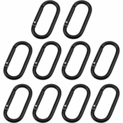 HIASDFLS 10Pcs Clip Mousqueton, Mousqueton En Aluminium, Mousqueton À Ressort, Clip Mousqueton Verrouillable Pour Voyage Pêche Camping Randonnée Noir