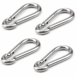 BEARSU 4 Pcs Mousqueton En Acier Avec Crochets à Pression, Mousqueton De Fixation, Capacité De Charge Jusqu'à Environ 113 Kg, Pour Charges Lourdes, Sports, Chiens De Serrure, Hamac Balançoire