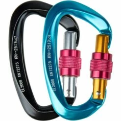 GDRHVFD Mousqueton 2Pcs Mousqueton [25Kn] Mousqueton En Aluminium Approuvé Ce Avec Bouchon À Vis, Forme D, Parfait Pour L'Alpinisme, La Randonnée, Le Sauvetage, Le Camping Et La Pêche