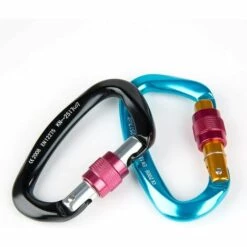 GDRHVFD Mousqueton 2Pcs Mousqueton [25Kn] Mousqueton En Aluminium Approuvé Ce Avec Bouchon À Vis, Forme D, Parfait Pour L'Alpinisme, La Randonnée, Le Sauvetage, Le Camping Et La Pêche -Equipement antichute Soldes 58696927 5