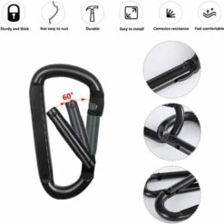 GDRHVFD 2Pcs Mousqueton Mousqueton, Mousqueton En Forme De D, Mousqueton Autobloquant, Mousqueton, Randonnée -Equipement antichute Soldes 58696933 3