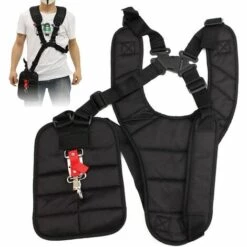 AIDUCHO Ceinture Coupe-Bordures Noire Confort Double Bandoulière En Nylon Réglable Accessoires Pour Débroussailleuses Noir