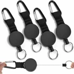 BEARSU Porte-clefs Enrouleur Rétractable Pour Carte De Visite,Carte D'étudiants,Carte Bus De La Marque Be-hold Protection De Vos Badges (4 Pièces)