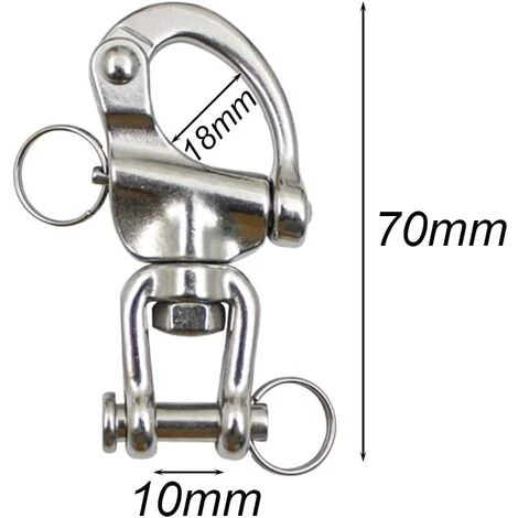 BARES Mousqueton Pivotant à Emerillon 2 Pièces Manille Inox Maillons Rapides En Acier Inoxydable 316 Mousqueton Inox Marine Crochet Attelage Crochet à Ressort Rapide Pour Drisse Voilier 70 Mm 4 BARES Mousqueton Pivotant à Emerillon 2 Pièces Manille Inox Maillons Rapides En Acier Inoxydable 316 Mousqueton Inox Marine Crochet Attelage Crochet à Ressort Rapide Pour Drisse Voilier 70 Mm – Image 2