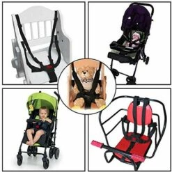 ENLENK Ceinture De Sécurité Bébé Harnais/Sangle Réglable 5 Points Harnais De Sécurité Ceinture Pour Chaise Haute Bébé Landau Et Poussette De Voiture Et Poussette Universal Harnais -Equipement antichute Soldes 58844780 5