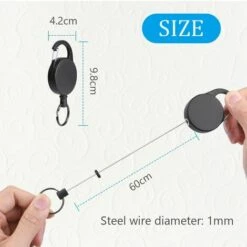 ENLENK Porte-Clés Rétractable, 2PCS Porte Badge Clef Retractable, Enrouleur Porte-Clés Avec 60 Cm De Fil D’acier, Porte-Badge Clés Rétractable Pour Pantalons Et Ceintures - Noir -Equipement antichute Soldes 58844882 5