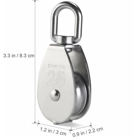 TINOR Poulie Simple Poulie En Acier Inox Poulie De Levage,Poulie En Acier Inox 304 M25 Poulie De Levage 400kg 2 Pièces - Argent 7 TINOR Poulie Simple Poulie En Acier Inox Poulie De Levage,Poulie En Acier Inox 304 M25 Poulie De Levage 400kg 2 Pièces - Argent – Image 5