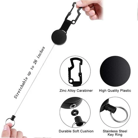 BEARSU 2 Pièces Porte-clefs Enrouleur Rétractable, Rétractable Porte-Clés Extensibles, Porte-Clés Extensibles Avec Corde, Pour Porte-Clés, Carte D'identité, Badge 4 BEARSU 2 Pièces Porte-clefs Enrouleur Rétractable, Rétractable Porte-Clés Extensibles, Porte-Clés Extensibles Avec Corde, Pour Porte-Clés, Carte D'identité, Badge – Image 2