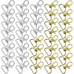 GALOZZOIT 40 Pièces Fermoir Pivotant Métal Crochets Mousquetons Fermoirs, Porte-Clés En Métal Avec Mousqueton En D, Porte-Clés Rotatif à 360° Crochet De Homard, Pour Lanière, Décoration D'Ornement De Bricolage