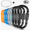 TOMSHOO Lot De 9 Mousquetons De Verrouillage à Anneau En D En Alliage D'aluminium, Ensemble De Mousquetons à Vis, Crochet De Suspension, Boucle Porte-clés Avec Anneau En Fil D'acier Pour Camping, Randonnée, Multicolore -Equipement antichute Soldes 59284393 1