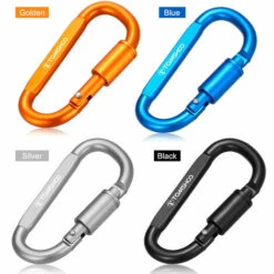 TOMSHOO Lot De 9 Mousquetons De Verrouillage à Anneau En D En Alliage D'aluminium, Ensemble De Mousquetons à Vis, Crochet De Suspension, Boucle Porte-clés Avec Anneau En Fil D'acier Pour Camping, Randonnée, Multicolore -Equipement antichute Soldes 59284393 5