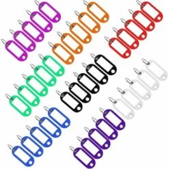 PERLE RARE 40pcs Porte Étiquettes Cle à Bagages En Plastique De Voyage Avec Porte-clés Etiquette D'identification Porte-Clés (8 Couleurs)