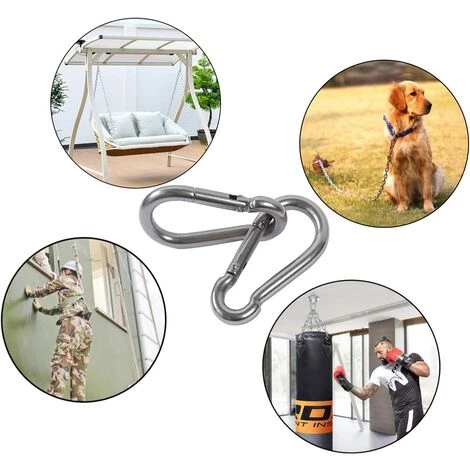 DENUOTOP 6PCS Mousquetons Acier Inoxydable 304 Mousqueton Pompier Ressort Avec Mousqueton De Fixation Pour Camping Randonnée Hamac Balancoire M10 5 DENUOTOP 6PCS Mousquetons Acier Inoxydable 304 Mousqueton Pompier Ressort Avec Mousqueton De Fixation Pour Camping Randonnée Hamac Balancoire M10 – Image 3