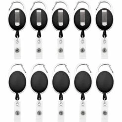 GALOZZOIT Lot De 10 Bobines Rétractables à Clips Ujoy - Pour Badges, Cartes D'identités Noir