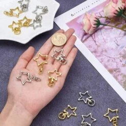 GALOZZOIT Porte-clés En Forme De Pentagramme Mousqueton Pour Lanière Clips Crochets Clips De Lanière Pivotants Porte-clés DIY Porte-clés Accessoires Pour Loisirs Créatifs, Création De Bijoux (20 Pièces) -Equipement antichute Soldes 60000291 5