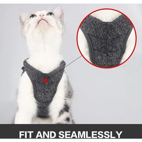DENUOTOP Harnais Harnais Pour Chat - Ensemble De Harnais Et Laisse Chat Ultra-Léger Harnais Chaton Réglable Anti-Fuite Pour Chiot Lapin Furet Gris M 6 DENUOTOP Harnais Harnais Pour Chat - Ensemble De Harnais Et Laisse Chat Ultra-Léger Harnais Chaton Réglable Anti-Fuite Pour Chiot Lapin Furet Gris M – Image 4