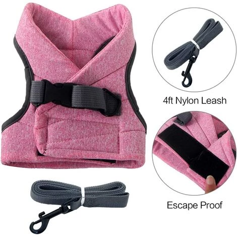 DENUOTOP Harnais Harnais Pour Chat - Ensemble De Harnais Et Laisse Chat Ultra-Léger Harnais Chaton Réglable Anti-Fuite Pour Chiot Lapin Furet(Rose,M) 5 DENUOTOP Harnais Harnais Pour Chat - Ensemble De Harnais Et Laisse Chat Ultra-Léger Harnais Chaton Réglable Anti-Fuite Pour Chiot Lapin Furet(Rose,M) – Image 3