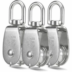 SUPERSELLER Poulie Simple De Levage En Acier Inoxydable | 3 Pièces, Bloc De Poulie De Corde De Levage à Roue Unique Robuste