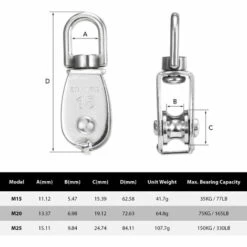 SUPERSELLER Poulie Simple De Levage En Acier Inoxydable | 3 Pièces, Bloc De Poulie De Corde De Levage à Roue Unique Robuste -Equipement antichute Soldes 60107081 3
