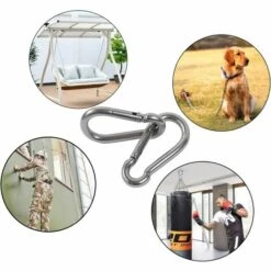 PERLE RARE M5 Mousquetons Acier Inoxydable 304 Mousqueton Pompier Ressort Avec Mousqueton De Fixation Pour Camping Randonnée Hamac Balancoire 6PCS -Equipement antichute Soldes 60255741 5