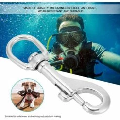 PERLE RARE Mousqueton Pivotant, Mousqueton En Acier Inoxydable 316 Avec Crochet En Acier Inoxydable Pour Chaînes De Plongée Pour Animaux De Compagnie65mm -Equipement antichute Soldes 60256547 5