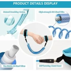PERLE RARE 2.5M Anti-perdu Poignet Pour Enfant, Laisse Enfant Poignet De 360 ° Rotation, Bracelet Anti-perte Harnais Enfant Confortable Pour Bébé, Bleu 9 PERLE RARE 2.5M Anti-perdu Poignet Pour Enfant, Laisse Enfant Poignet De 360 ° Rotation, Bracelet Anti-perte Harnais Enfant Confortable Pour Bébé, Bleu -Equipement antichute Soldes 60257107 3