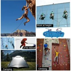 FVBJD Corde D'escalade Avec Mousqueton De Sécurité Statique 10mm Corde D'alpinisme Polyester Sauvetage Pour Randonnée Alpinisme Montagne 10M -Equipement antichute Soldes 60280391 5