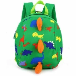 ILOVEMILAN Dinosaure Mignon Imprime Mini Sac à Dos Pour Tout-petits Enfants Bébé Bookbag Préscolaire Sac à Dos Avec Laisse Harnais De Sécurité (vert)