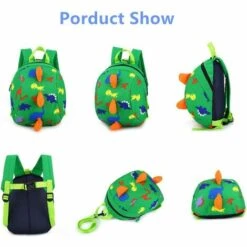 ILOVEMILAN Dinosaure Mignon Imprime Mini Sac à Dos Pour Tout-petits Enfants Bébé Bookbag Préscolaire Sac à Dos Avec Laisse Harnais De Sécurité (vert) -Equipement antichute Soldes 60281465 3