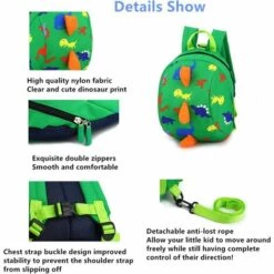 ILOVEMILAN Dinosaure Mignon Imprime Mini Sac à Dos Pour Tout-petits Enfants Bébé Bookbag Préscolaire Sac à Dos Avec Laisse Harnais De Sécurité (vert) -Equipement antichute Soldes 60281465 5