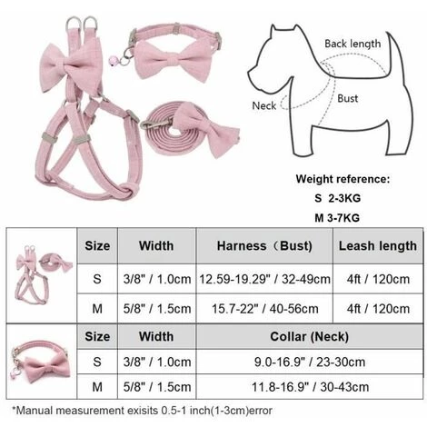 Harnais Double Couche Pour Chien, Ensemble De Collier Réglable, Doux Et Mignon, Avec Nœud, Pour Petit Et Moyen Animal FUIENKO 6 Harnais Double Couche Pour Chien, Ensemble De Collier Réglable, Doux Et Mignon, Avec Nœud, Pour Petit Et Moyen Animal FUIENKO – Image 4