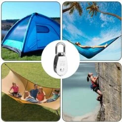 OUSUDELA Kit De Poulie En Acier Inoxydable 304,Poulie Simple M25,Poulie De Levage, Poulie Pour Cable,Charge 150kg -Equipement antichute Soldes 60572722 4