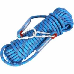 FR-LIFE BR-Vie Corde Escalade 8mm 10M Avec 2 Mousqueton Escalade Corde Alpinisme Corde De Sauvetage Incendie Évacuation Griffe Elagage Camping Pêche Aimant Extérieure - Bleu