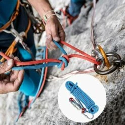 FR-LIFE BR-Vie Corde Escalade 8mm 10M Avec 2 Mousqueton Escalade Corde Alpinisme Corde De Sauvetage Incendie Évacuation Griffe Elagage Camping Pêche Aimant Extérieure - Bleu -Equipement antichute Soldes 60609657 4