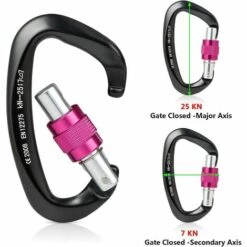 BARES Mousqueton à Verrouillage Twist, 2 Pcs Mousquetons En Aluminium à Verrouillage Automatique, Mousquetons Escalade Forme De D Pour Alpinisme, Les Hamacs, Randonné, Camping Et Pêche -Equipement antichute Soldes 60875838 4