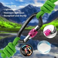 BARES Mousqueton à Verrouillage Twist, 2 Pcs Mousquetons En Aluminium à Verrouillage Automatique, Mousquetons Escalade Forme De D Pour Alpinisme, Les Hamacs, Randonné, Camping Et Pêche -Equipement antichute Soldes 60875838 5