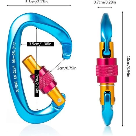BARES Mousqueton à Verrouillage Twist, 2 Pcs Mousquetons En Aluminium à Verrouillage Automatique, Mousquetons Escalade Forme De D Pour Alpinisme, Les Hamacs, Randonné, Camping Et Pêche 4 BARES Mousqueton à Verrouillage Twist, 2 Pcs Mousquetons En Aluminium à Verrouillage Automatique, Mousquetons Escalade Forme De D Pour Alpinisme, Les Hamacs, Randonné, Camping Et Pêche – Image 2