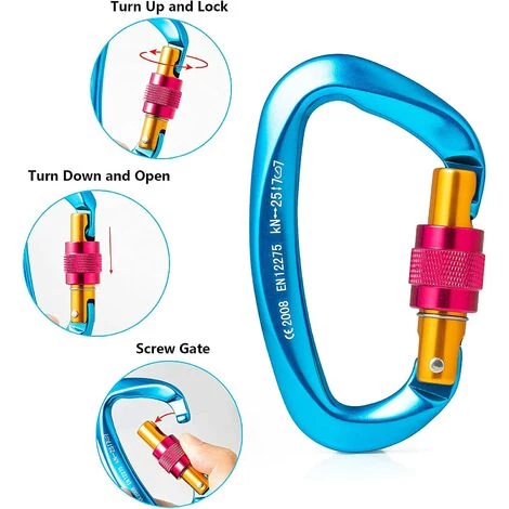 BARES Mousqueton à Verrouillage Twist, 2 Pcs Mousquetons En Aluminium à Verrouillage Automatique, Mousquetons Escalade Forme De D Pour Alpinisme, Les Hamacs, Randonné, Camping Et Pêche 6 BARES Mousqueton à Verrouillage Twist, 2 Pcs Mousquetons En Aluminium à Verrouillage Automatique, Mousquetons Escalade Forme De D Pour Alpinisme, Les Hamacs, Randonné, Camping Et Pêche – Image 4