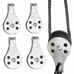 NAXUNNN 4 Pièces Double Inox Pivotant Poulie, Poulies à Bloc Unique, Bloc Poulie Simple En Acier Inoxydable, Pour Les Grands Kayaks, Canoës, Usines, Bâtiments, Etc
