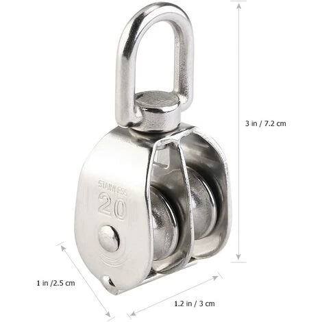NAXUNNN Poulie Double 2pcs Inox 304 Pivotant Double Poulie 5 NAXUNNN Poulie Double 2pcs Inox 304 Pivotant Double Poulie – Image 3