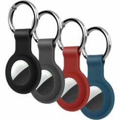 ROSIER Étui Protection Compatible Avec Airtag, Airtag Housse Coque Keyring Tracker Pour Votre Clé De Voiture, Votre Sac, Chien Laisse Et Plus Encore, Black Dark Grey Burgundy Midnight Blue——VEBTles