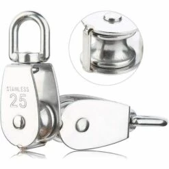 DONTODENT Paquet De 4 Paquet Poulie Poulie M25 En Acier Inoxydable 304 Poulie Simple Poulie 25mm, Chargement 150kg, Argent -Equipement antichute Soldes 61076434 2
