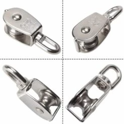 DONTODENT Paquet De 4 Paquet Poulie Poulie M25 En Acier Inoxydable 304 Poulie Simple Poulie 25mm, Chargement 150kg, Argent -Equipement antichute Soldes 61076434 4