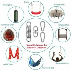 LTS FAFA Ensemble De Suspension Pour Sac Lourd, Chaîne Pivotante En Acier Inoxydable Avec Mousquetons Et Ressort Compatible Avec Sac De Frappe, Balançoire De Gym, Trapèze, Hamac, Capacité De 800 Lb -Equipement antichute Soldes 61134201 4