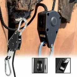 ROSIER Cordes à Cliquet Avec Crochets Cliquet De Poulie à Corde Cordes à Cliquet Réglable Cliquet Corde Robuste Sangle à Cliquet Corde 2 Pièces（2.4m）——VEBTles -Equipement antichute Soldes 61134598 4