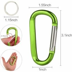 CADEAUX Lot De 10 Mousquetons Mousquetons, 8,1 Cm En Aluminium Caribeener Porte-clés Boucle En Forme De D Avec Câble Porte-clés Et Caribeaners Porte-clés -Equipement antichute Soldes 61206417 4